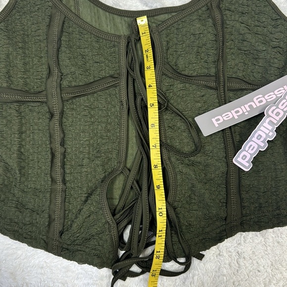 Missguided Green Fitted Smocked Tank summer top - Picture 4 of 5